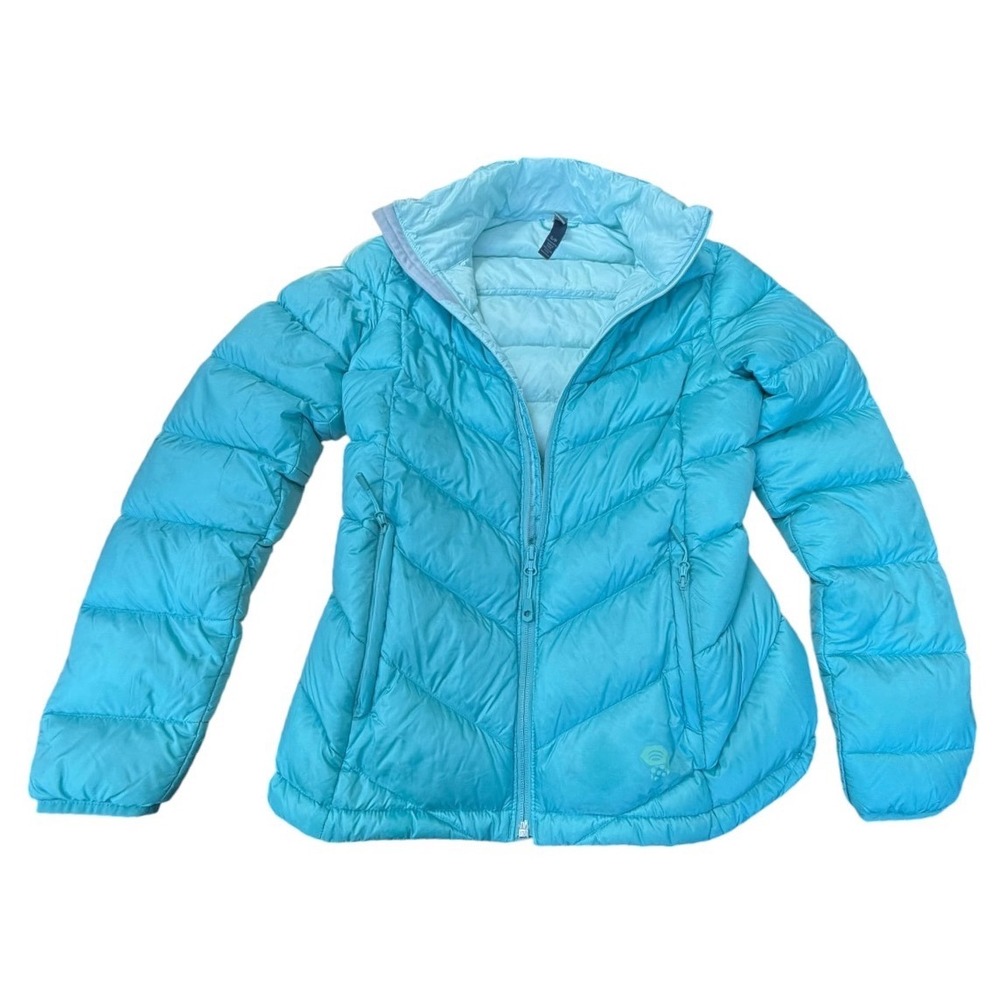 Mountain Hardwear Ratio Down Jacket Womens Small Blue Q Shield 650 Puffer OL0122